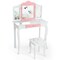Costway Kids Vanity Princess Makeup Dressing Table Chair Set W/ Tri-folding Mirror